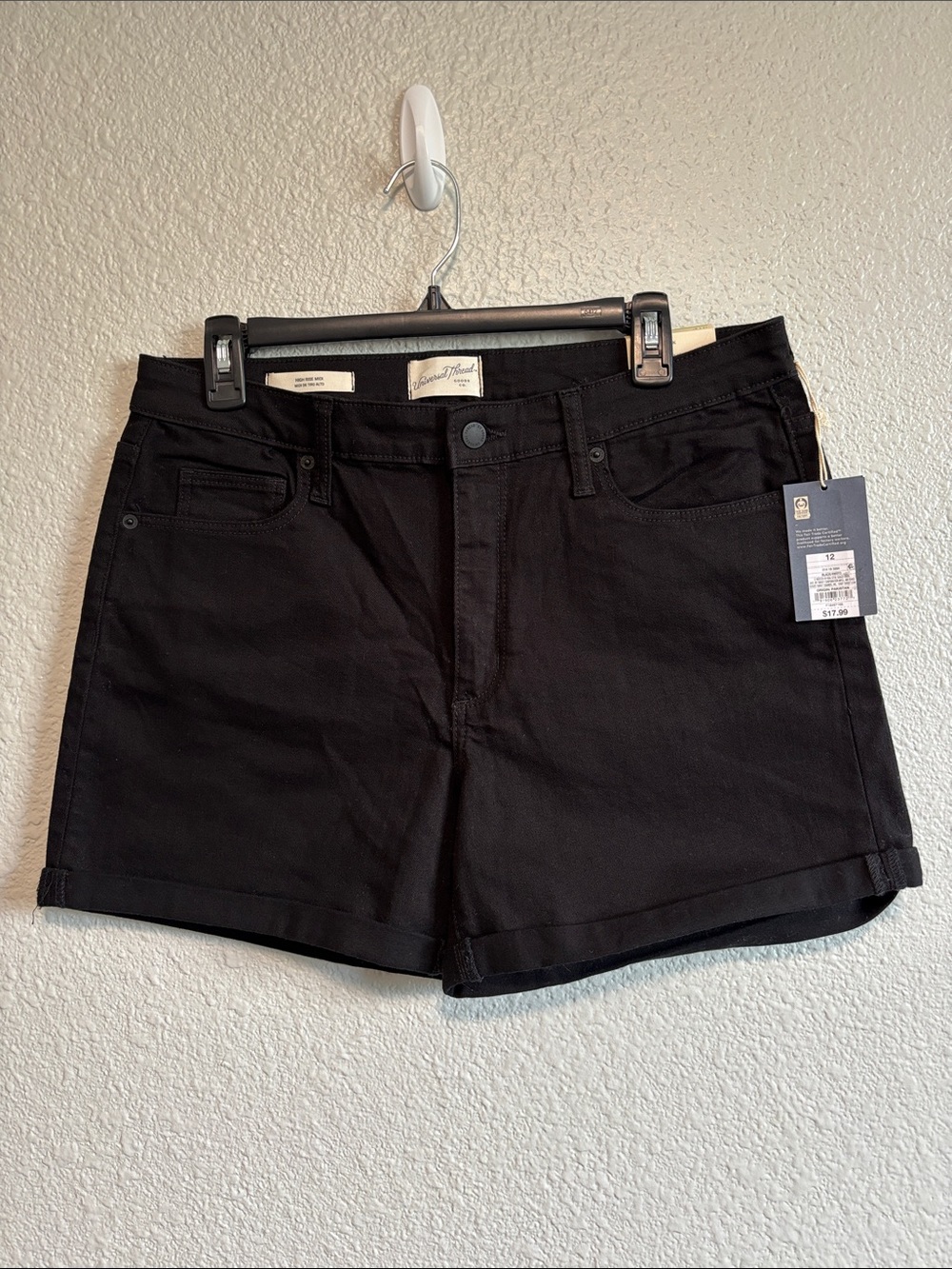 Universal Thread Black Denim Jean Shorts High Rise Midi Women's Size 12